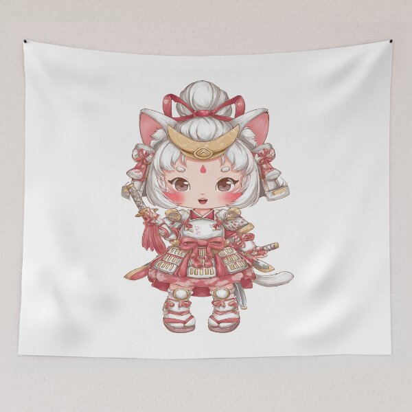 Item preview, chibi samurai neko designed and sold by cutemakerotart.