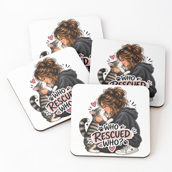 Item preview, Who Rescued Who? Cute Rescue Cat & Cat Mom designed and sold by digiscapeart.