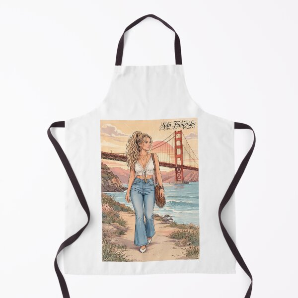 Item preview, San Francisco Boho Girl - Golden Gate Bridge Sunset Retro 70s Style designed and sold by Goth Pets .