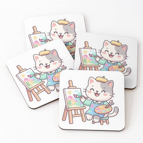 Item preview, Cute Painting Cat - Hobbies Collection Kawaii Artist Cat designed and sold by PrintforDesign.