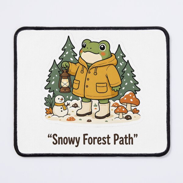 Item preview, Snowy Forest Path Cozy Winter Frog designed and sold by Herodestroyer.