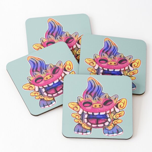 Item preview, Silly Okinawa Japan Shisa Statue Artwork in Bright Neon | Summer Island Vibes designed and sold by kawaicherrypi.