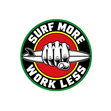 Artwork thumbnail, Surf More Work Less Rasta Colors by Mick G Designs