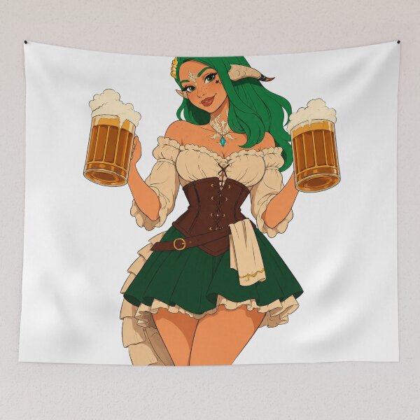 Item preview, Elf Tavern Girl – Fantasy Cartoon Pin-Up designed and sold by  Hollow Moon Studios..