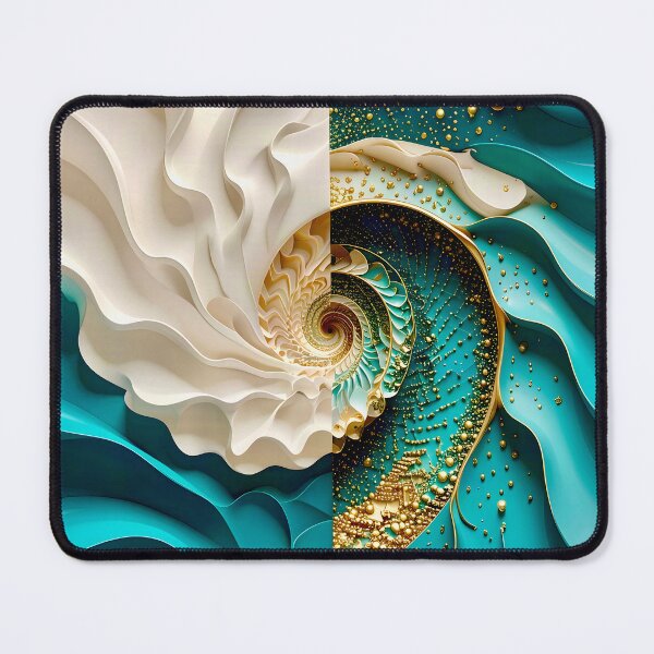 Item preview, Teal and Gold Caviar Bead Geometric Spiral designed and sold by Vicky Brago-Mitchell®.
