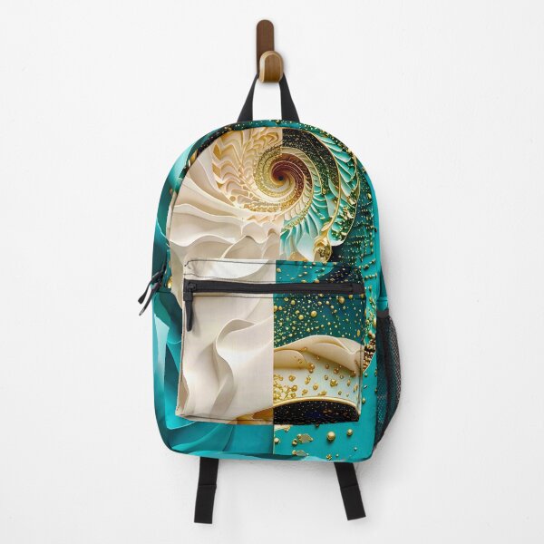 Item preview, Teal and Gold Caviar Bead Geometric Spiral designed and sold by Vicky Brago-Mitchell®.