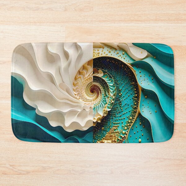 Aperçu de l'œuvre Spirale géométrique en perles de caviar turquoise et or créée et vendue par Vicky Brago-Mitchell®.