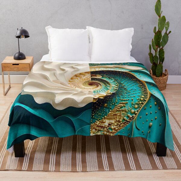 Item preview, Teal and Gold Caviar Bead Geometric Spiral designed and sold by Vicky Brago-Mitchell®.