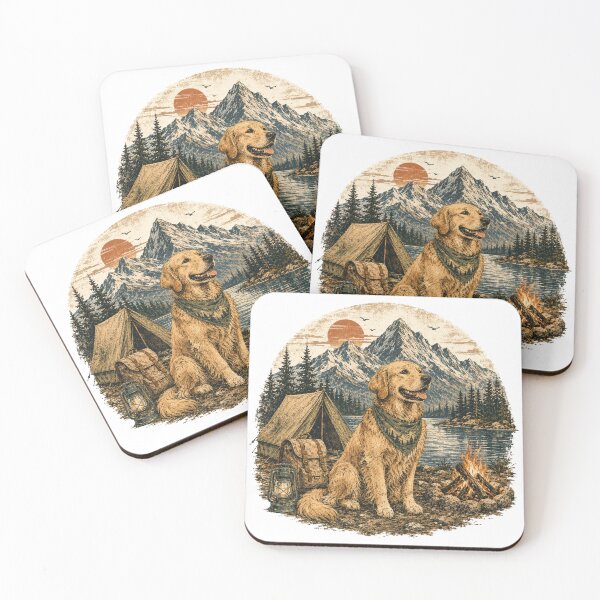 Item preview, Vintage Golden Retriever Camping Adventure designed and sold by Bartas2026.