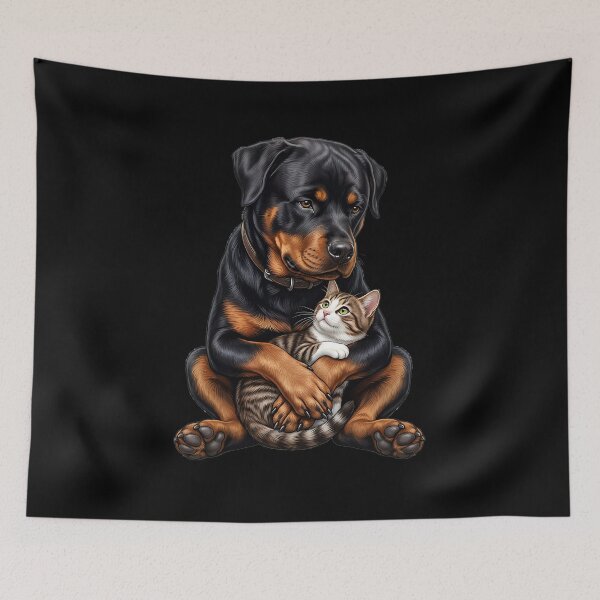 Item preview, Rottweiler with cat designed and sold by ReneMM.