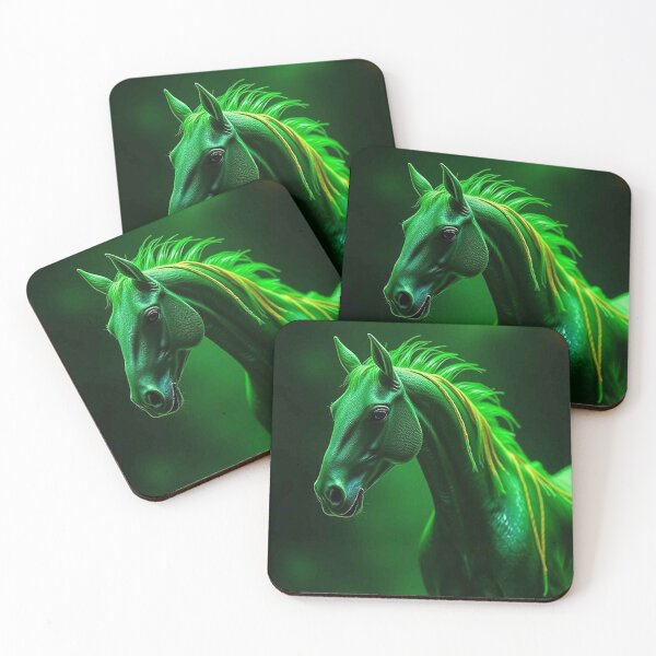 Item preview, Emerald Glow Stallion – Mystical Green Horse with Golden Accents designed and sold by MFMart.