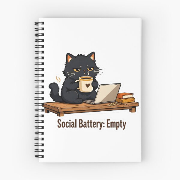 Item preview, Social Battery Empty Tired Black Cat Coffee designed and sold by Herodestroyer.