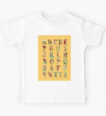 Floral Alphabet in Yellow Kids Tee