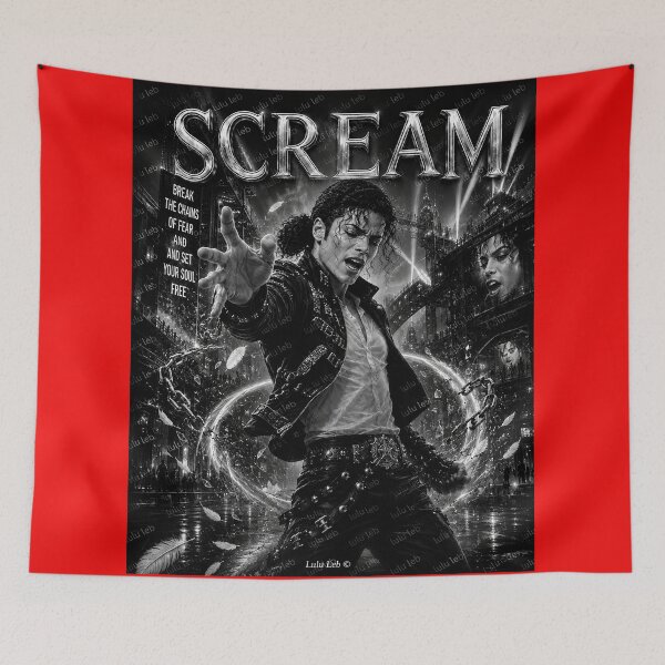 Aperçu de l'œuvre Hommage à Michael Jackson Scream en noir et blanc créée et vendue par LuluLeb.