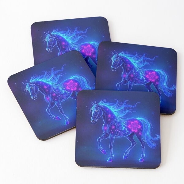 Item preview, Cosmic Neon Stallion – Glowing Blue Horse with Star Patterns designed and sold by MFMart.