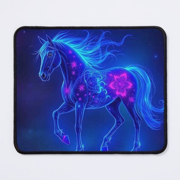 Item preview, Cosmic Neon Stallion – Glowing Blue Horse with Star Patterns designed and sold by MFMart.