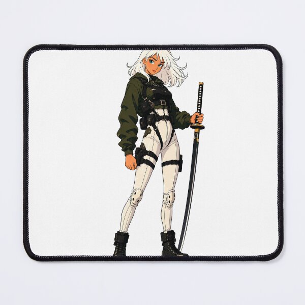 Item preview, Samurai Warrior Girl – Retro Cartoon Pin-Up designed and sold by Hollow Moon Studios..