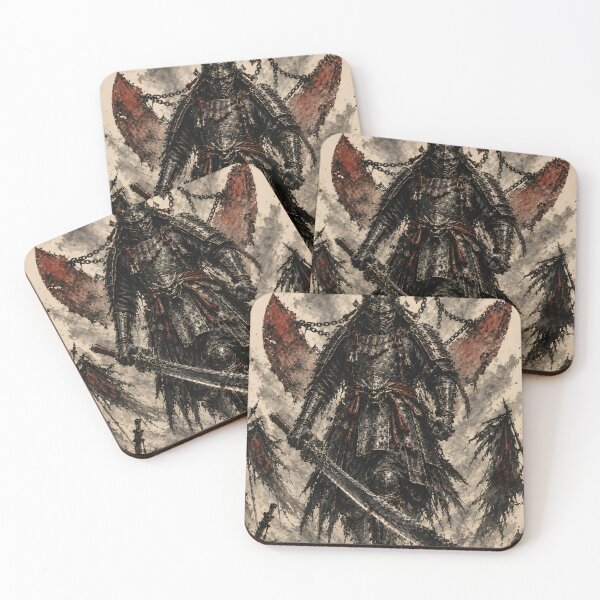 Item preview, Dark Samurai Art - Dual Katana Warlord with Red Banners designed and sold by MouradStudio.