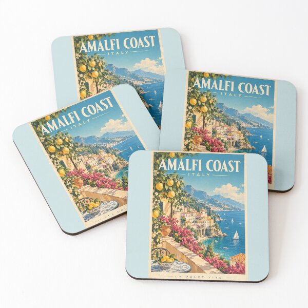 Item preview, Amalfi Coast Vintage Travel Poster – Italy Mediterranean designed and sold by Sasas Design.