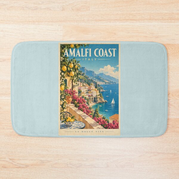 Item preview, Amalfi Coast Vintage Travel Poster – Italy Mediterranean designed and sold by Sasas Design.