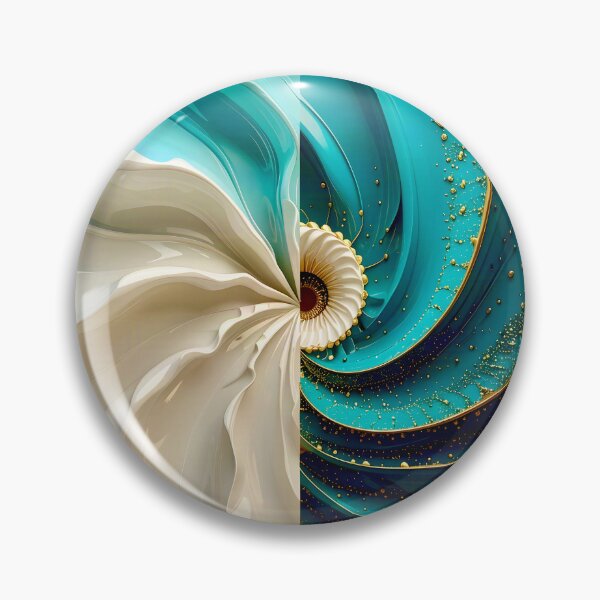 Item preview, Teal and Gold Caviar Bead Geometric Spiral designed and sold by Vicky Brago-Mitchell®.