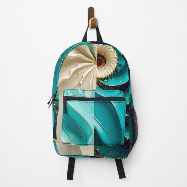 Item preview, Teal and Gold Caviar Bead Geometric Spiral designed and sold by Vicky Brago-Mitchell®.