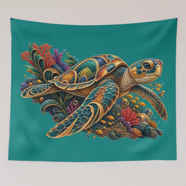 Item preview, Organic Deco Sea Turtle designed and sold by AbstractAnom.