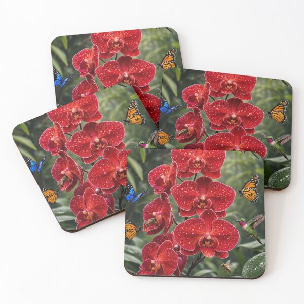 Item preview, Red Orchid Hummingbird Garden designed and sold by nardreelxz.