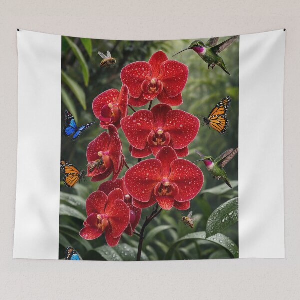 Item preview, Red Orchid Hummingbird Garden designed and sold by nardreelxz.