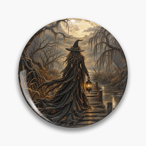 Item preview, Moonlit Marsh Witch for Gothic Women designed and sold by POD DYNASTY | Original Print On Demand T-Shirt Graphics.