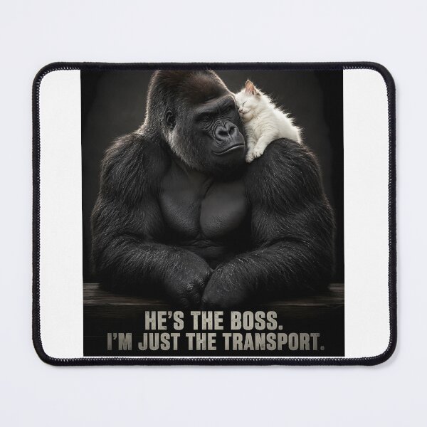 Item preview, Funny Gorilla Carrying His Cat Boss designed and sold by JoyNestArt.