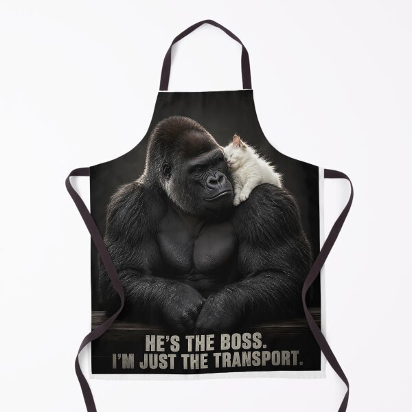 Item preview, Funny Gorilla Carrying His Cat Boss designed and sold by JoyNestArt.