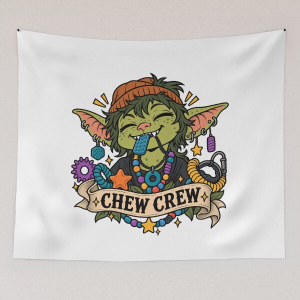 Item preview, Chew Crew - Cute Goblin Autism Stimming Chew Necklace designed and sold by Neurospicy Trolls.