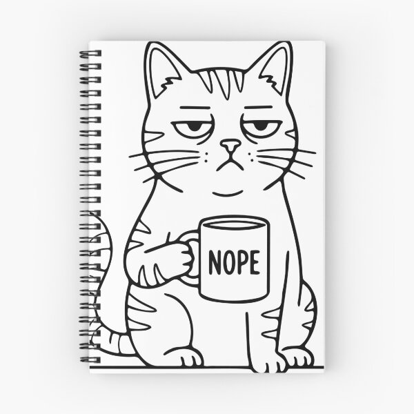 Item preview, Grumpy Tabby Cat holding "Nope" Coffee Mug - Minimalist Line Art designed and sold by imaginariun.