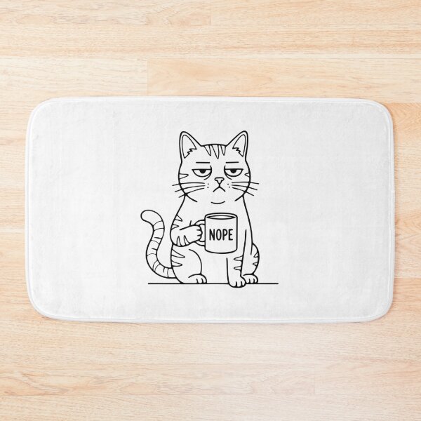 Item preview, Grumpy Tabby Cat holding "Nope" Coffee Mug - Minimalist Line Art designed and sold by imaginariun.