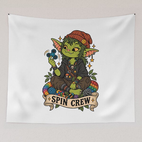 Item preview, Spin Crew - Cute Goblin Fidget Spinner Autism Stimming designed and sold by Neurospicy Trolls.