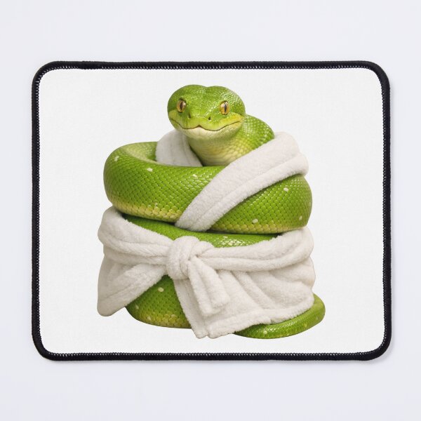 Item preview, Cozy Green Tree Python in a Bathrobe designed and sold by Sillytoe.