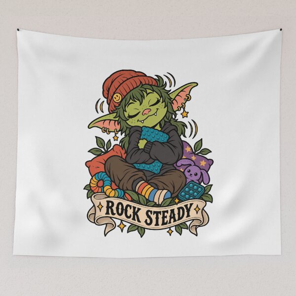Item preview, Rock Steady - Cute Goblin Rocking Autism Stimming designed and sold by Neurospicy Trolls.