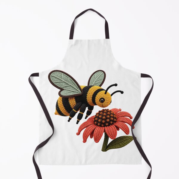 Item preview, Crochet Bee and Coneflower – Cute Yarn Garden Art designed and sold by Digital Culture Studio.