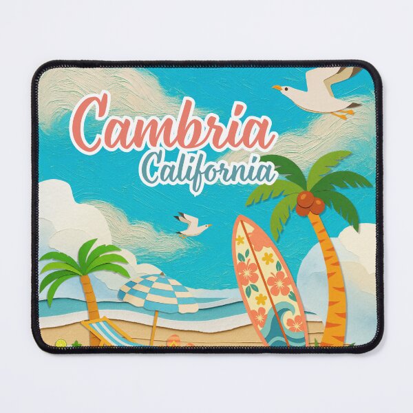 Item preview, Cambria California Beach Retro Travel Poster | Papercut Style Coastal Vacation Souvenir Design designed and sold by DonnaRaine.