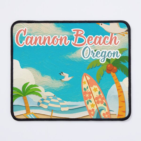 Item preview, Cannon Beach Oregon Retro Travel Poster | Papercut Style Pacific Northwest Coastal Souvenir Design designed and sold by DonnaRaine.