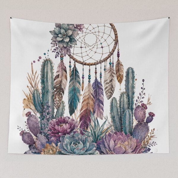 Item preview, Boho Dreamcatcher Desert Cactus Art designed and sold by Gold Turtle  Lina.