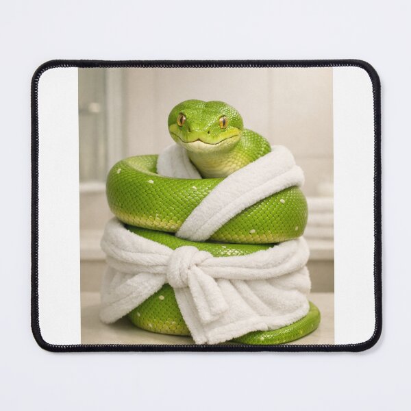 Item preview, Green Tree Python Wearing a Bathrobe designed and sold by Sillytoe.