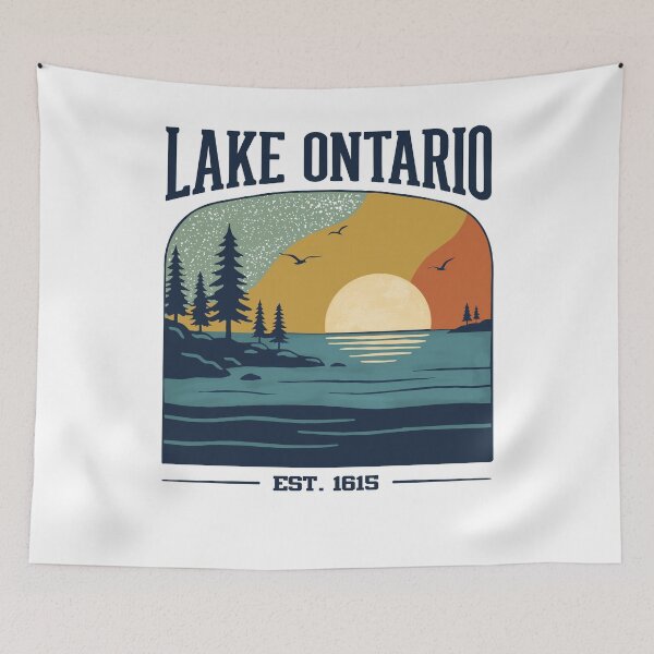 Item preview, Lake Ontario Retro Sunset Great Lakes Outdoor Escape designed and sold by FreshVibe Prints.