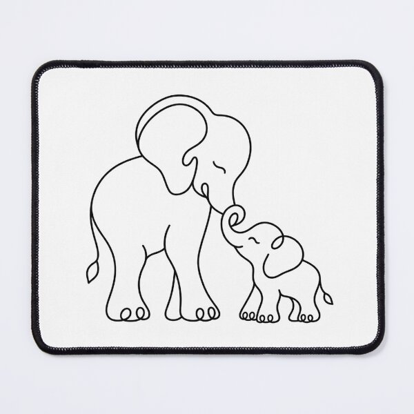 Item preview, Elephant Mother and Baby Line Art designed and sold by LineArtDrawing.
