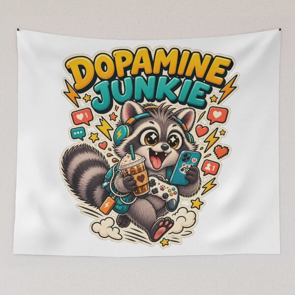 Item preview, Dopamine Junkie Overstimulated Raccoon designed and sold by Kimberly Palmer.