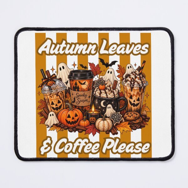 Item preview, Autumn Leaves & Coffee Please - Spooky Season Ghost Pumpkin Coffee designed and sold by Neurospicy Trolls.