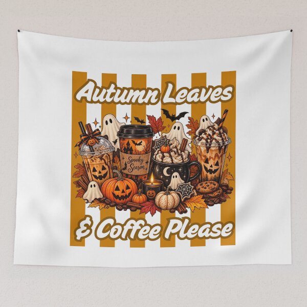 Item preview, Autumn Leaves & Coffee Please - Spooky Season Ghost Pumpkin Coffee designed and sold by Neurospicy Trolls.