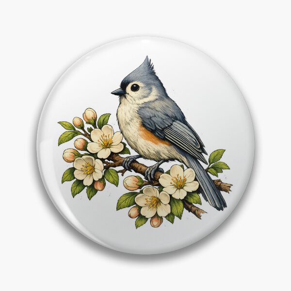 Item preview, Tufted tit on a flowering branch designed and sold by Daily Quirk.