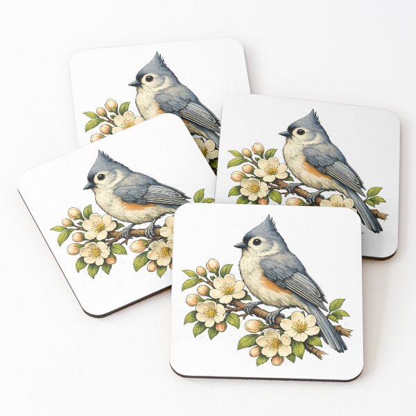 Item preview, Tufted tit on a flowering branch designed and sold by Daily Quirk.